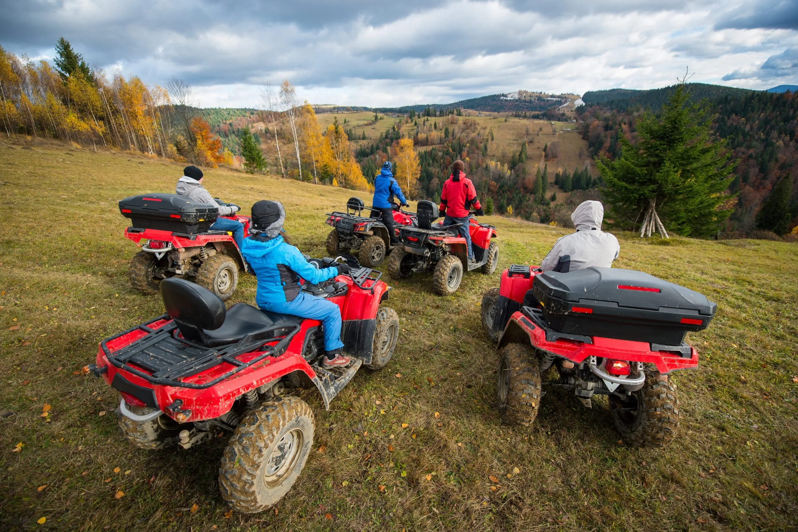 KSA All-Terrain Vehicles Market Outlook to 2030 rear-view-group-five-person-riding-quad-bikes-hill-enjoying-beautiful-autumn-scenery-1-scaled