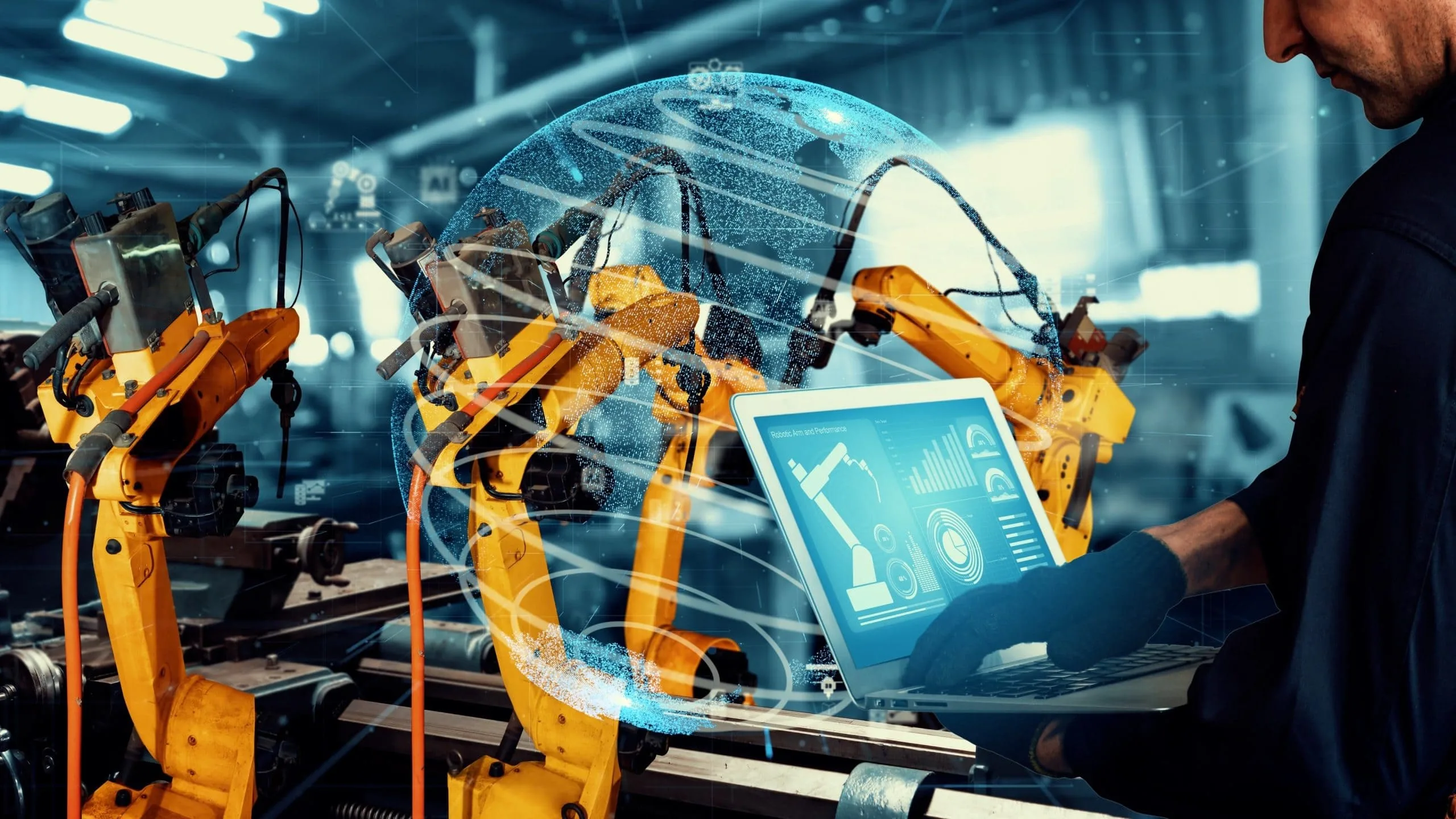 India to Train Over 1.8 Million Automation Professionals by 2030 Amid Rising Smart Factory Adoption smart-industry-robot-arms-modernization-digital-factory-technology-1-scaled